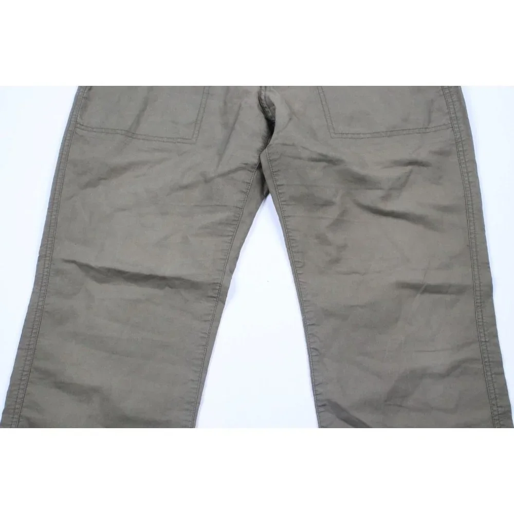 Vintage Banana Republic Mens 33x30 Flat Front Linen Wide Leg Chino Pants Olive